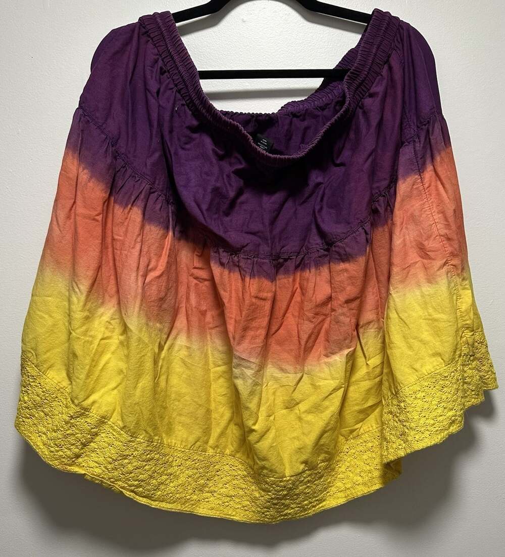 Lane Bryant Women's Skirt Size 22/24 Boho Cottage Core Multicolor Dipped Skirt - Picture 3 of 7